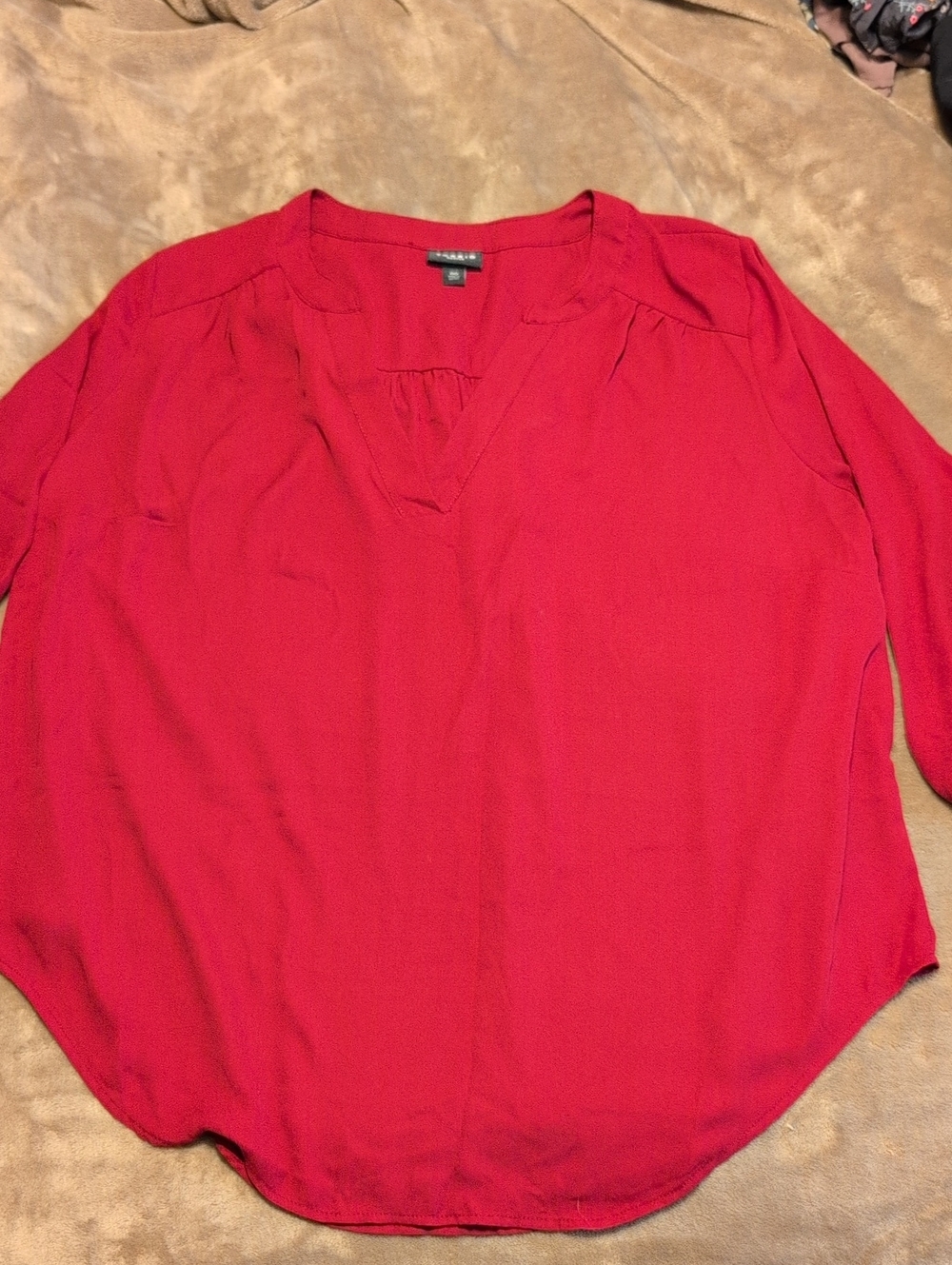 torrid Harper Red V-Neck 3/4 Sleeve Blouse Size 00